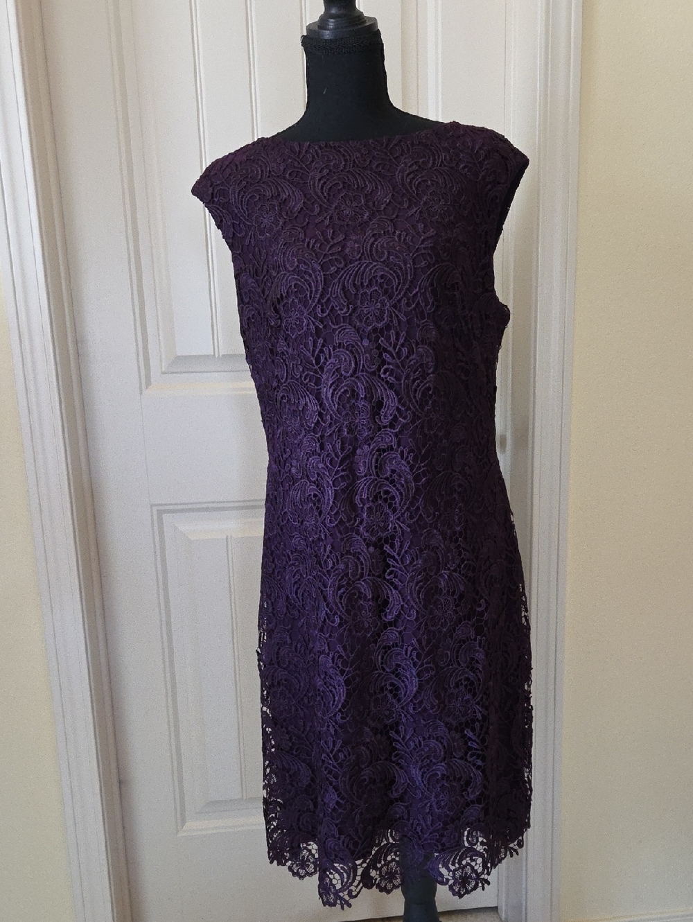 Lauren Ralph Lauren Lace Cocktail Mother Of Bride Dress Size 14 Fall Raisin